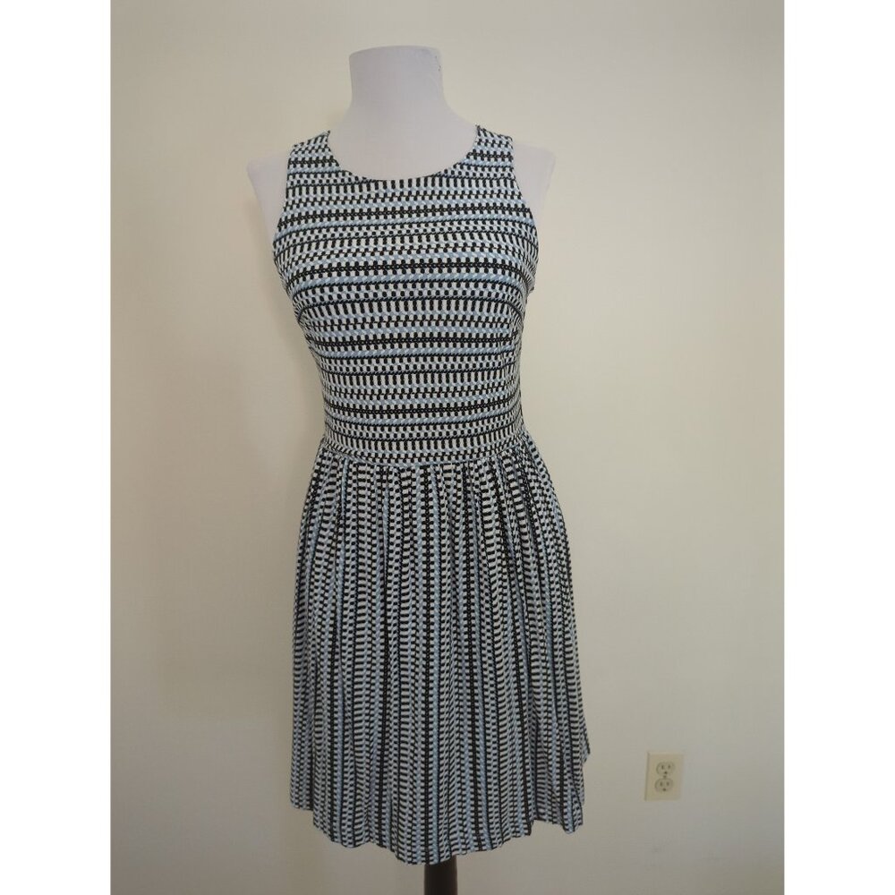 LOFT Light Blue & Black Geometric Sleeveless Dress Size XS